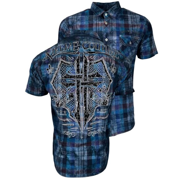 Affliction Other - Xtreme Couture by Affliction Men's Button Down Shirt Rattle Biker Y2K S-2XL